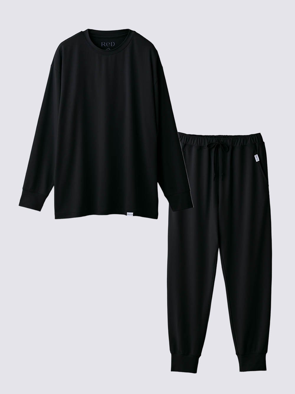 ReD ぐっすりパジャマ ベーシック プルオーバー長袖&ジョガーパンツ上下セット ブラック M ブラック M