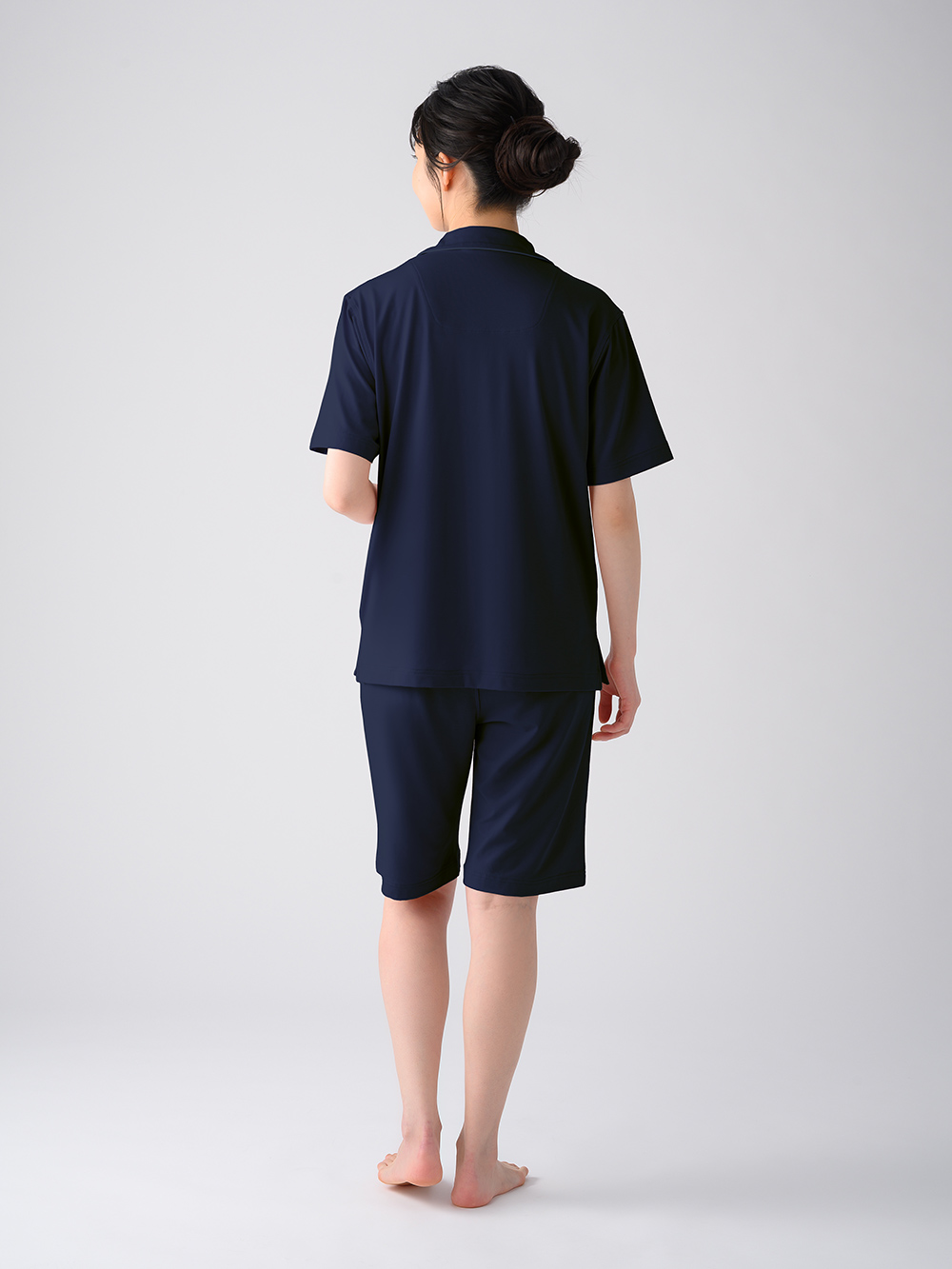 ReD ぐっすりパジャマ ベーシック 前開き半袖&ハーフパンツ上下セット ネイビー L ネイビー L