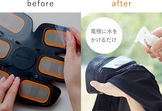 電極に水をかけるだけ